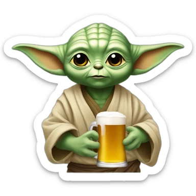 Bebe yoda qui bois une biere sticker