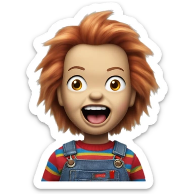 Chucky doll with tongue out  sticker