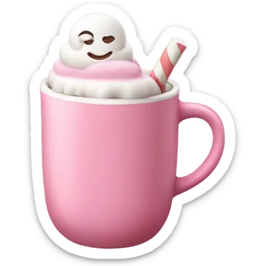 pink hot chocolate with marshmallow sticker
