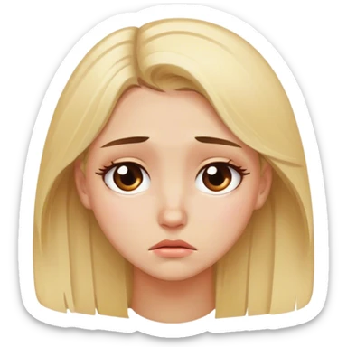 blonde model, brown eyes, teary-eyed sadness  sticker