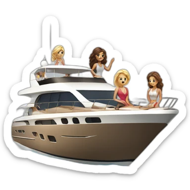 yacht with women sticker