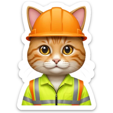 tabby cat in hi-vis clothing facing right sticker