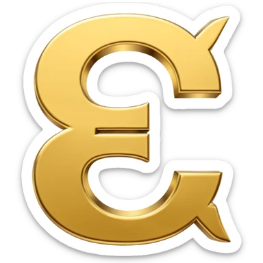 Symbole de currency en or en forme de lettre F précise, seul, 3D, brillant, style emoji simple et lisible sur fond uni. sticker