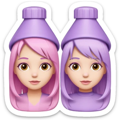 tubes of pastel pink and pastel lilac hair dye, with caps off sticker