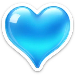 Shiny glass blue heart  sticker