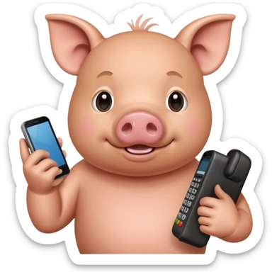 Pig calling me on a phone with the name John pork sticker