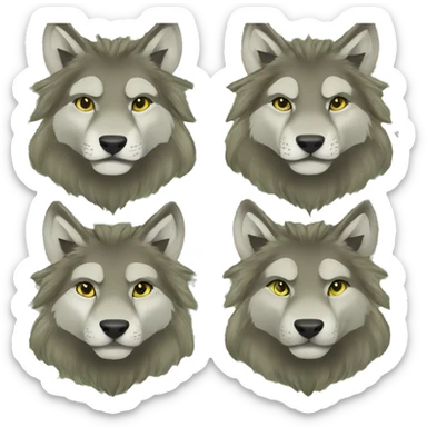 Musty green olive gray brown camo wolf lion dragon hybrid sparkling glittering wolf sticker