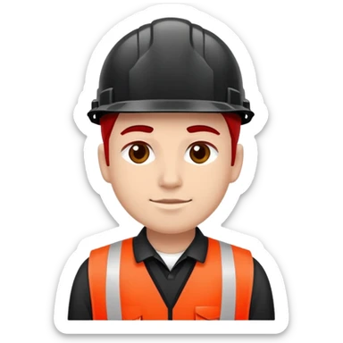 builder in black red white sticker