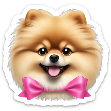 pomeranian with pink bow  sticker
