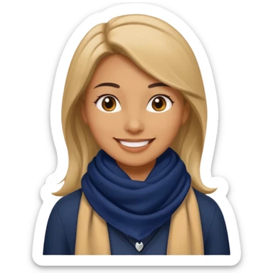 Woman with navy scarf. sticker