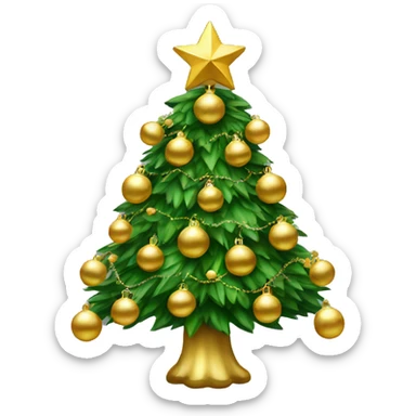 Christmas tree with gold ornaments  sticker