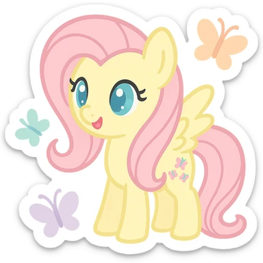 Fluttershy with butterflies flying around her sticker