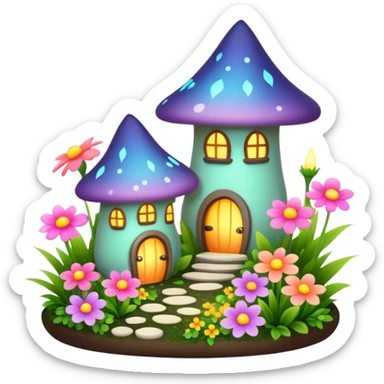 fairy garden with glowing flowers sticker