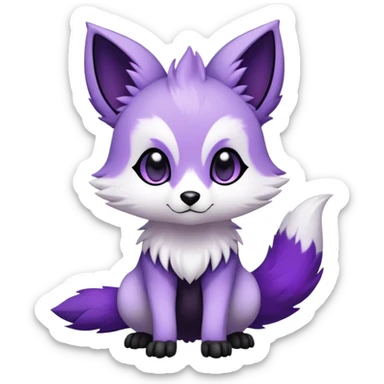 High quality Cute Adorable Kawaii Chibi Fur-Sona Purple fur, white belly, white tail-tip, black legs, black ears, Fakemon-creature-animal-vernid-hybrid Full Body, facial markings sticker