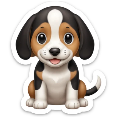 Black and white beagle puppy, smiling, smooth coat sticker