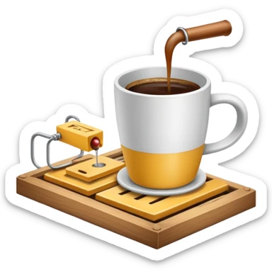 mouse trap with a coffee cup on the trap, in the style of Google Noto emoji sticker