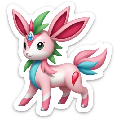 Shaymin-Sylveon-Meloetta-Milotic-Amaura-Pokémon-Fakémon-fusion, full body sticker