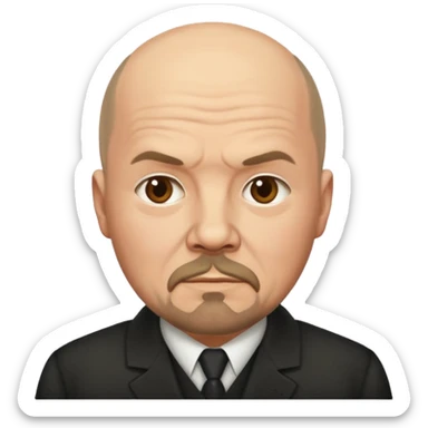 Vladimir Lenin emoji with recognizable bald head, short beard, stern expression, simple apple-style emoji sticker