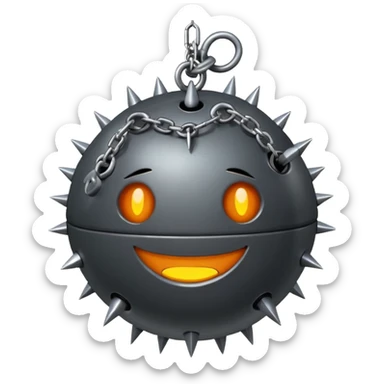 iPhone text message emoji size ball, and chain with spikes sticker
