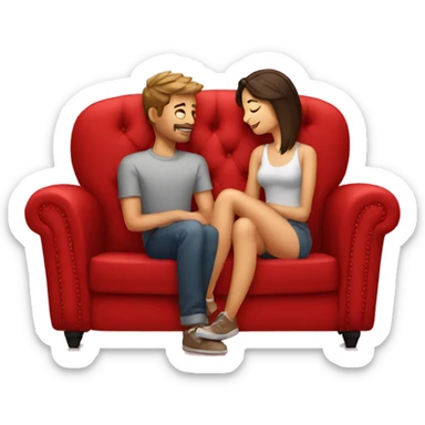 Lovers on red couch sticker