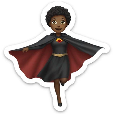 1 short-haired Black woman flying with a cape. sticker
