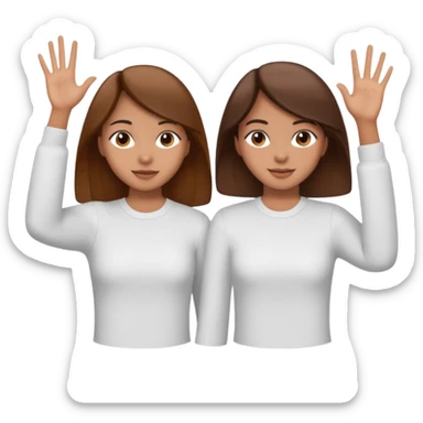 Two girls saying six seven one with brown hair. And doing hand movements  sticker