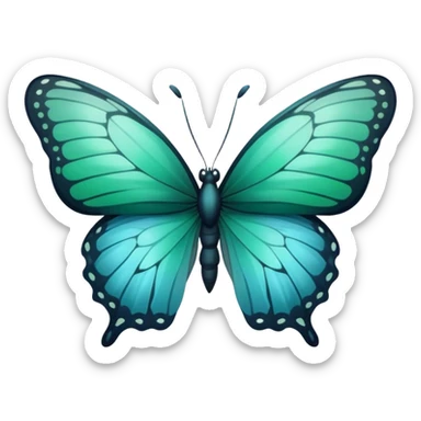 Beautiful aesthetic butterfly with dark green colors and light blue wings sticker