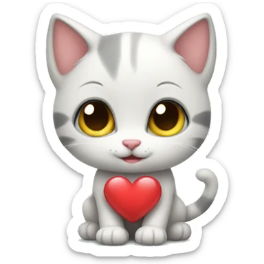 cute kitten with heart sticker