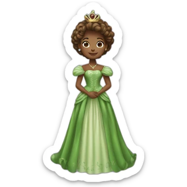 Une princesse avec un gros cœur de couleur verte  sticker