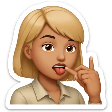 Seductively biting finger sticker