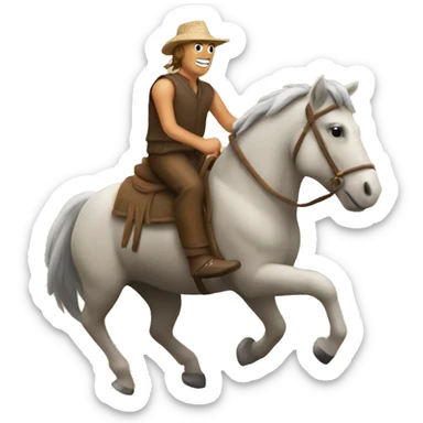 Bale man riding a horse sticker