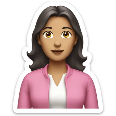 female architect with dark hair, tan skin, pink clothes and a crown sticker