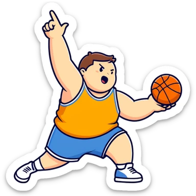 He’s a fat little basket ball player hooping Mexican  sticker