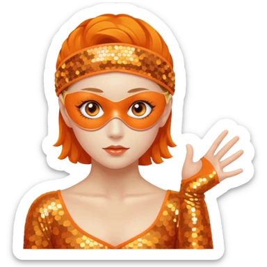 A figure skater girl with orange eye patches under her eyes sticker