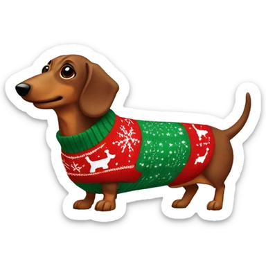 Sausage dog wearing Christmas jumper sticker