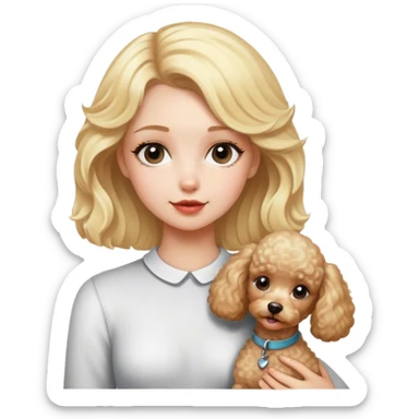 Blonde girl with small poodle sticker