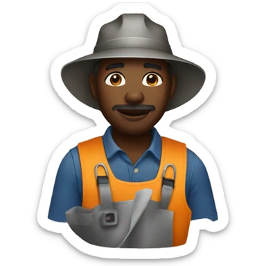 a black man farmer wearing a ppe sticker