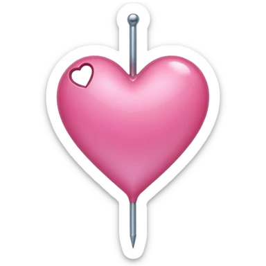 A pierced pink heart by a needle sticker