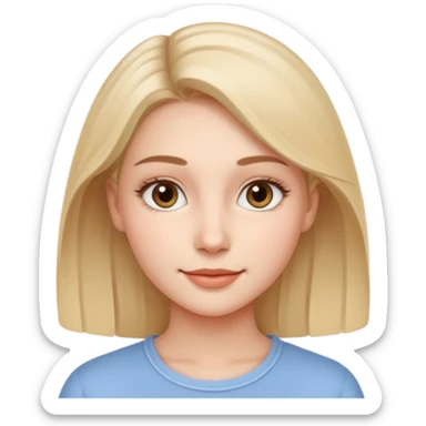 A realistic portrait of a young woman with soft facial features, clear skin, natural makeup, gentle eyes, symmetrical face, subtle smile, smooth lighting, high detail, photorealistic, 85mm len
 sticker