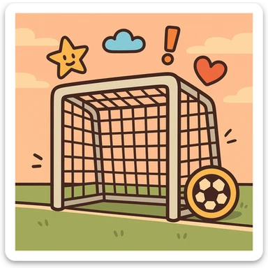 cartoon style soccer goal, colorful and simple sticker