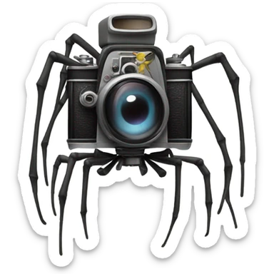Spider with a movie camera sticker