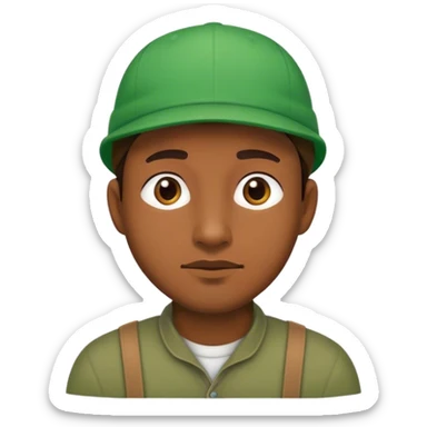 hombre con una gorra verde para atras sticker