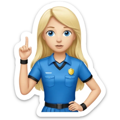 blue eyes blonde girlIN REFEREE UNIFORM STANDING UP LONG HAIR WHISTLE sticker