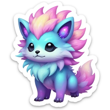 Epic Edgy Cute Colorful Vibrant Pastel Nebula Modern Vernid-Protogen-creature-animal, full body sticker
