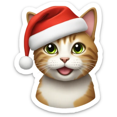 cat with a christmas hat  sticker