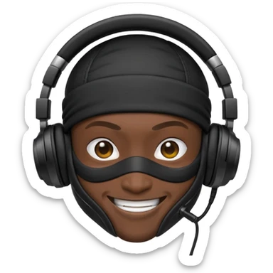 Make a customized    emoji that has dj headphones on and a ninja outfit sticker