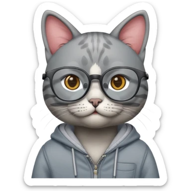 cat with clothes and wearing glasses sticker