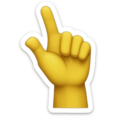 left yellow hand with pointer finger pointing up and thumb pointing right and all other fingers down sticker