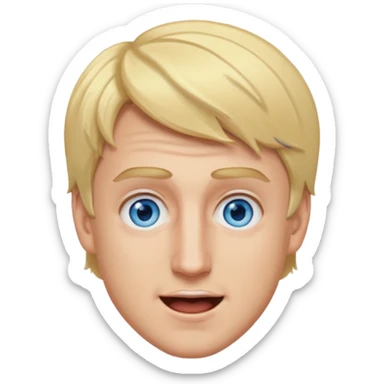 logan paul emoji, blonde hair, blue eyes, energetic expression sticker