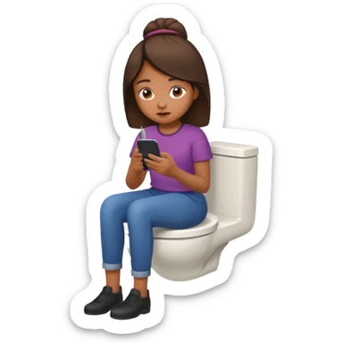 Brown girl using the toilet  sticker